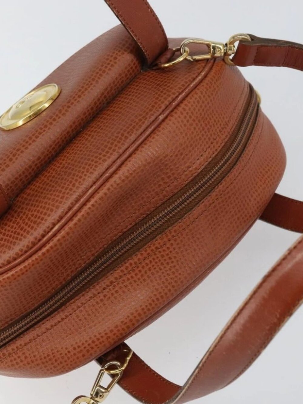 Christian Dior Hand Bag Leather 2way Brown Gold Auth - Picture 10 of 16